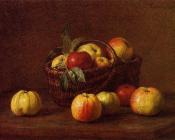 亨利 方丹 拉图尔 : Apples in a Basket on a Table